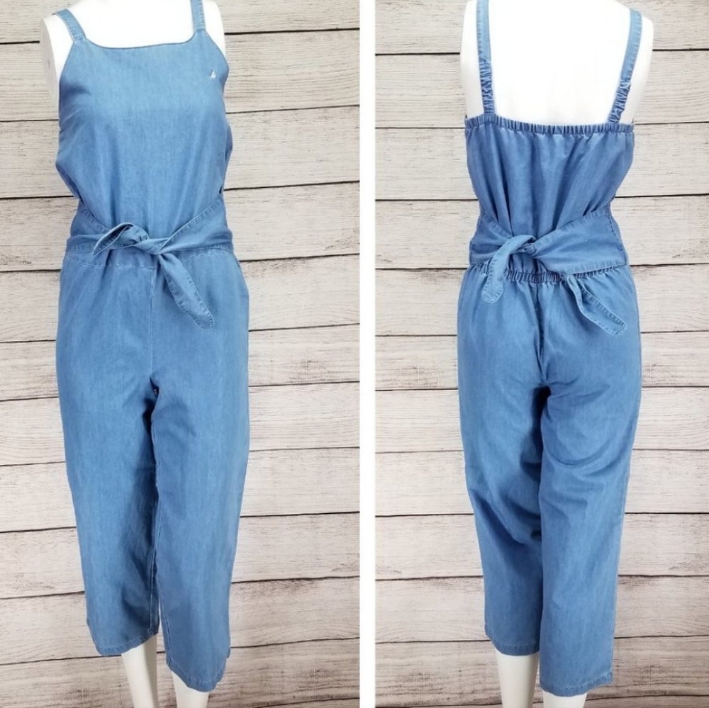 Nautica Girls Large Sleeveless Chambray jumpsuit jumper